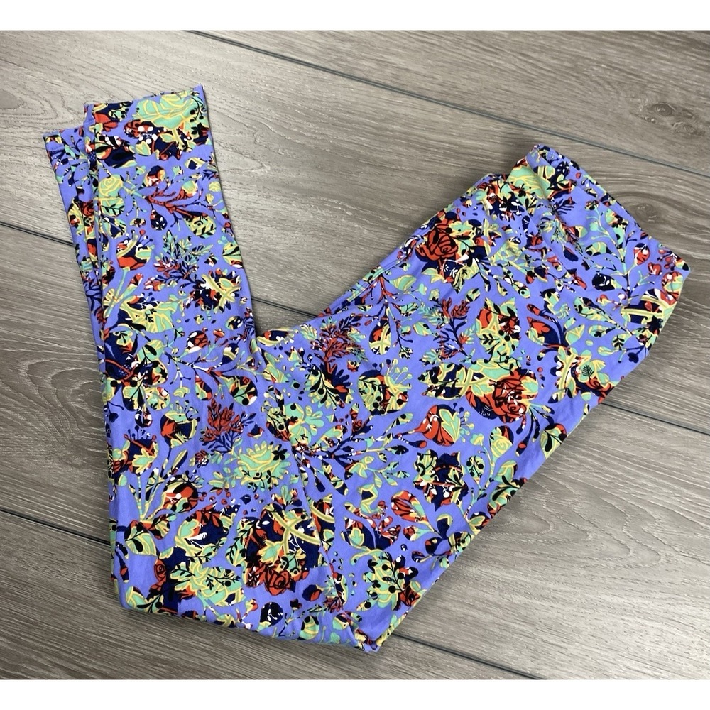 Lularoe Women's Pull On Floral Pattern Leggings Multicolor Tall & Curvy